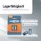 'Produktverpackung mit zwei CR123A Batterien von ANSMANN. Text: Lagerfähig bis zu 10 Jahre, Geringer Energieverlust, Energieverlust durch Selbstentladung reduziert.'