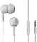 Weiße In-Ear-Kopfhörer mit 3,5-mm-Klinkenstecker und Inline-Mikrofon. Geeignet für Musikgenuss und Telefongespräche.