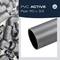 PVC-Rohre, Winkelstücke und Kupplungen in Grau. Text: 'PVC ACTIVE Pipe 110 x 3,3'.