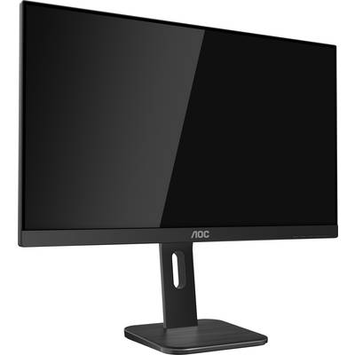 Ein moderner Computermonitor mit schlankem Design und schmalem Rahmen, auf einem rechteckigen Standfuß stehend.