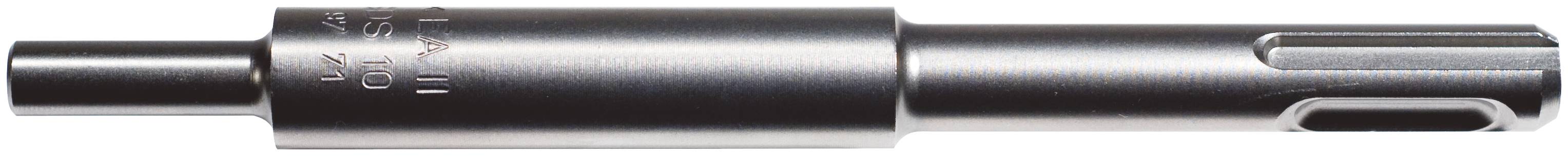 Metallisches zylindrisches Werkzeug mit glattem schwarzem Mittelteil und silbernem Schaft, horizontal dargestellt wie ein Präzisionsbit oder Treiberaufsatz.