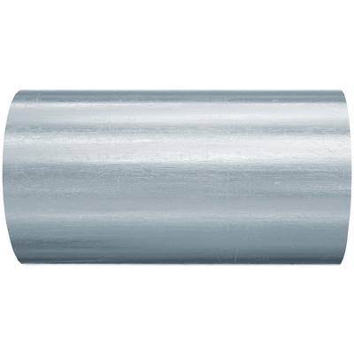 Eine silberne metallische zylindrische Rolle oder ein Rohr mit einer glatten, reflektierenden Oberfläche auf weißem Hintergrund.