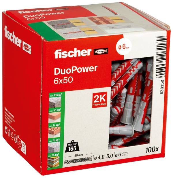 Fischer 538250 DUOPOWER 6x50 LD 2-Komponenten-Dübel 50 mm 6 mm 100 St.