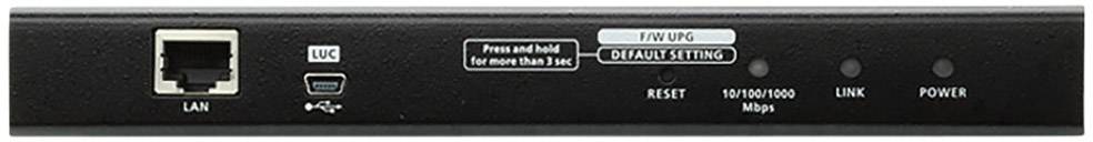 Rückseite eines Netzwerkgeräts mit LAN-Port, USB-Anschluss und Tasten für 'Reset' und 'Default Setting'. Anzeigen für 'Link' und 'Power'.