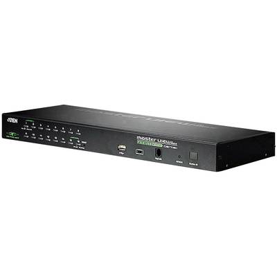 Ein KVM-Switch der Marke ATEN, Modell 'MasterView', mit mehreren Eingangs- und Ausgangsanschlüssen für die Verwaltung mehrerer Computer.