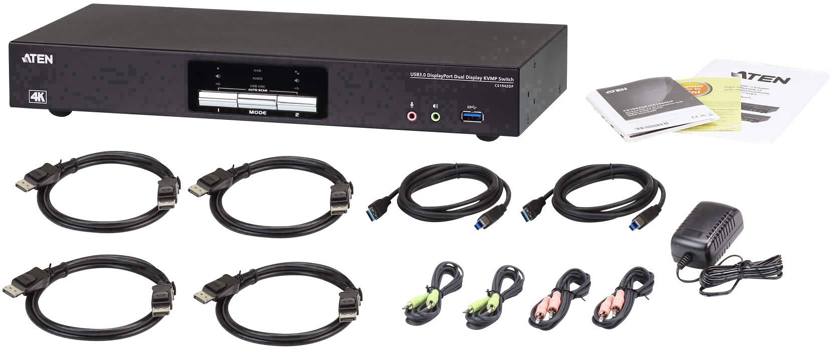 ATEN 2-port USB 3.0 4K displayPort Dual display KVMP Switch KVM-Umschalter 2-Port-4