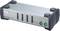 'ATEN Master View KVM-Switch mit vier Anschlüssen, LED-Anzeigen für Status, PS/2 Ports für Tastatur und Maus. Schaltet zwischen Computer.'