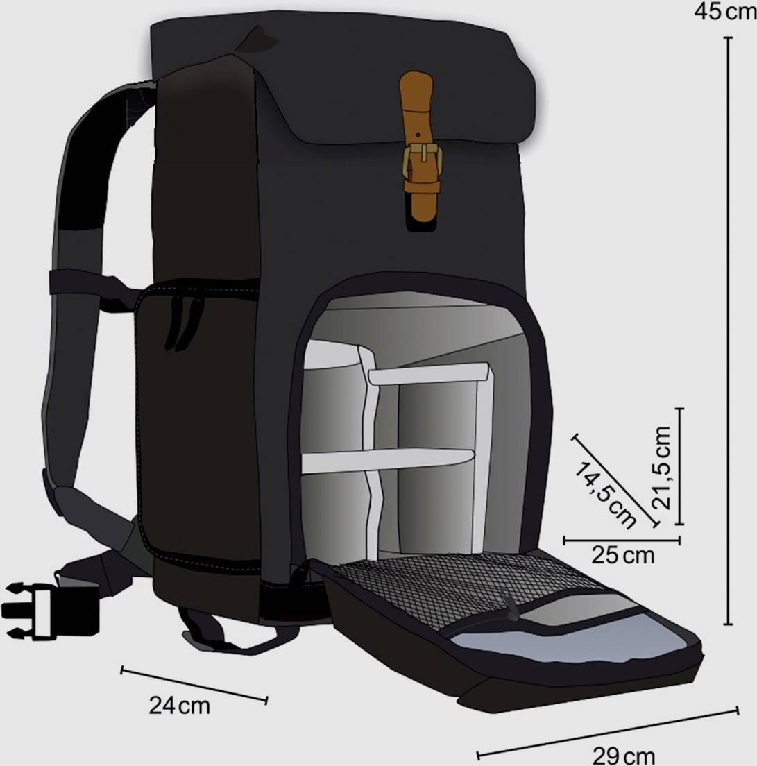 mantona Fotorucksack Luis junior schwarz Retro - RucksackTablet-10