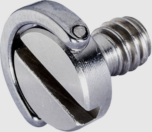 Metallschraube mit Öse an der Oberseite und Schraubengewinde, geeignet für Kamerazubehör oder Stative.