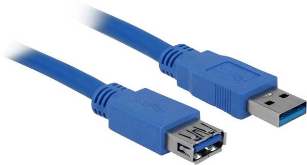 Delock USB-Kabel USB 3.2 Gen1 USB-A Stecker, USB-A Buchse 1.00 m Blau vergoldete Steckkontakte 82538