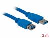 Delock USB-Kabel USB 3.2 Gen1 USB-A Stecker, USB-A Buchse 2.00 m Blau vergoldete Steckkontakte 82539