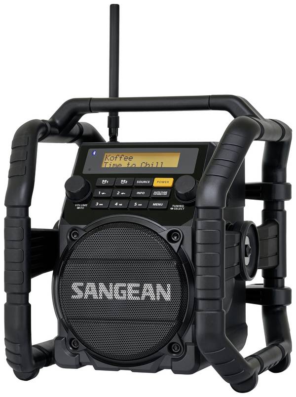 Sangean U-5 DBT Baustellenradio DAB+, UKW AUX, Bluetooth®  wasserdicht, staubdicht, stoßfest Schwarz