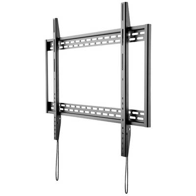 Wandhalterung für Flachbildfernseher aus schwarzem Metall, geeignet für verschiedene Bildschirmgrößen, zur Wandmontage vorgesehen.
