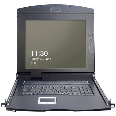 Ein schwarzer Laptop mit klappbarem Bildschirm zeigt die Uhrzeit '11:30' und das Datum 'Freitag, 22. Juni'.