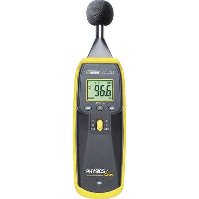Ein Schallpegelmessgerät zeigt einen Wert von 96,0 dB an, mit gelber Umrandung und schwarzem Gehäuse.