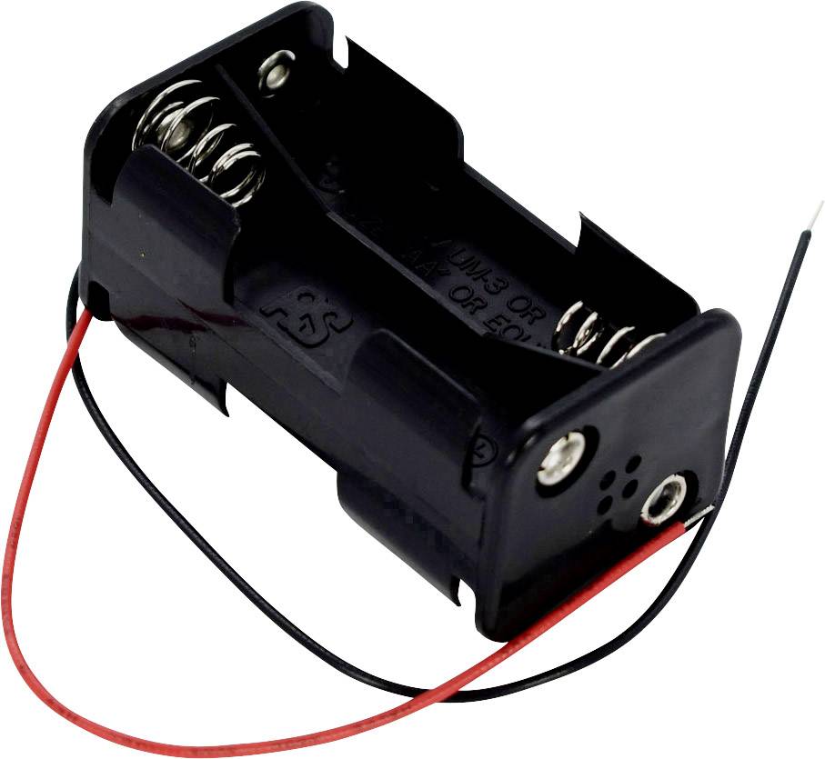 S633-2 Stück Batteriehalter 4x Mignon AA Batterie Batteriefach offen mit Kabel 