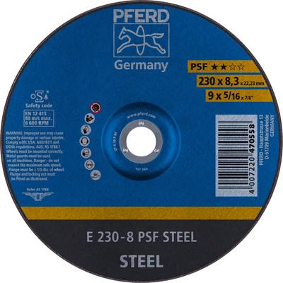 PFERD 62023834 Psf Steel Schruppscheibe gekröpft Durchmesser 230 mm Bohrungs-Ø 22.23 mm  10 St.