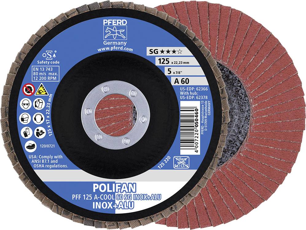 PFERD POLIFAN-Fächerscheibe PFF 125 A-COOL 60 SG INOX+ALU Pferd 67656125 Durchmesser 125 mm 10 St.