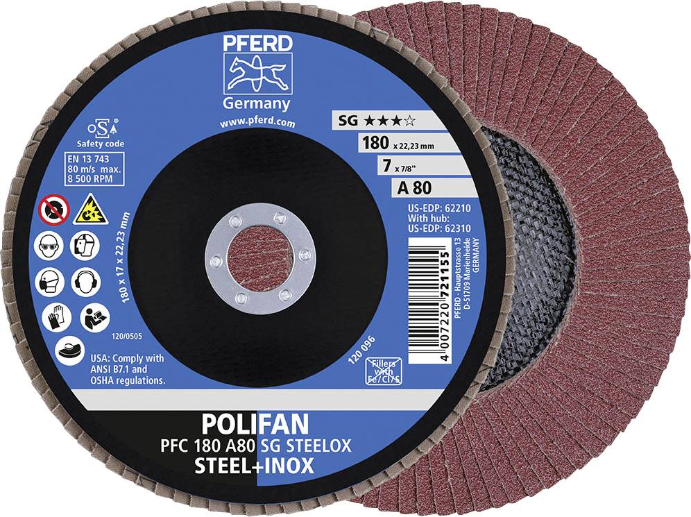 PFERD POLIFAN-Fächerscheibe PFC 180 A 80 SG STEELOX Pferd 67708185 Durchmesser 180 mm 10 St.