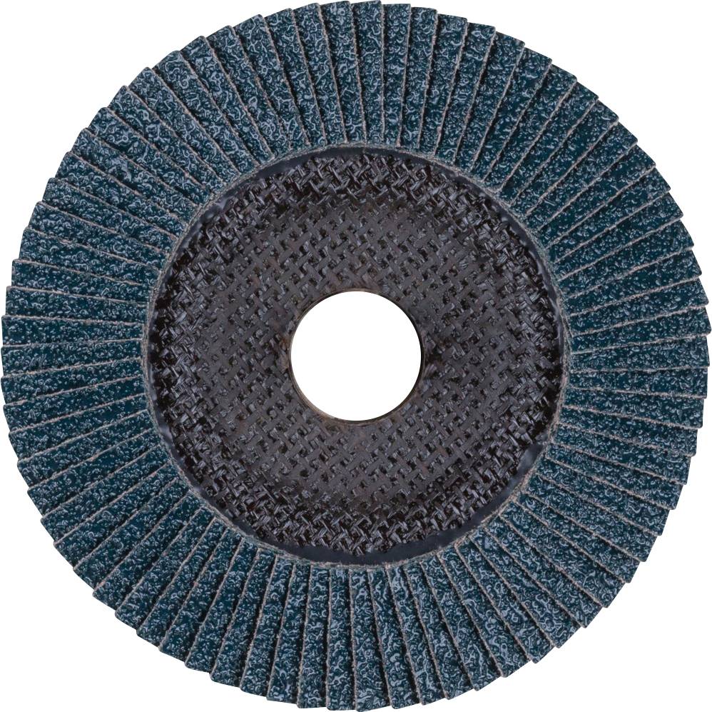 Schleifscheibe mit runden Lamellen, die strahlenförmig angeordnet sind. Hauptsächlich für Metallbearbeitung und Oberflächenfinish verwendet.