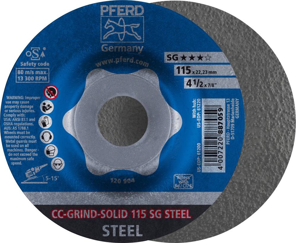 PFERD Schleifscheibe 115 mm Pferd Cc-Grind-Solid Sg Steel 64185115 10 St.