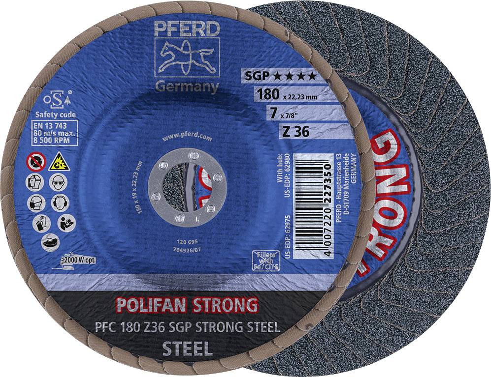 PFERD POLIFAN-Fächerscheibe PFC 180 Z 36 SGP STRONG STEEL Pferd 67788080 Durchmesser 180 mm 10 St.