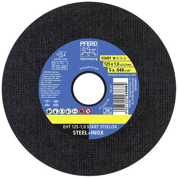 PFERD TOOLS EHT 125-1,0 START STEELOX 69120939 Trennscheiben-Set 125 mm 25 St. Edelstahl, Stahl