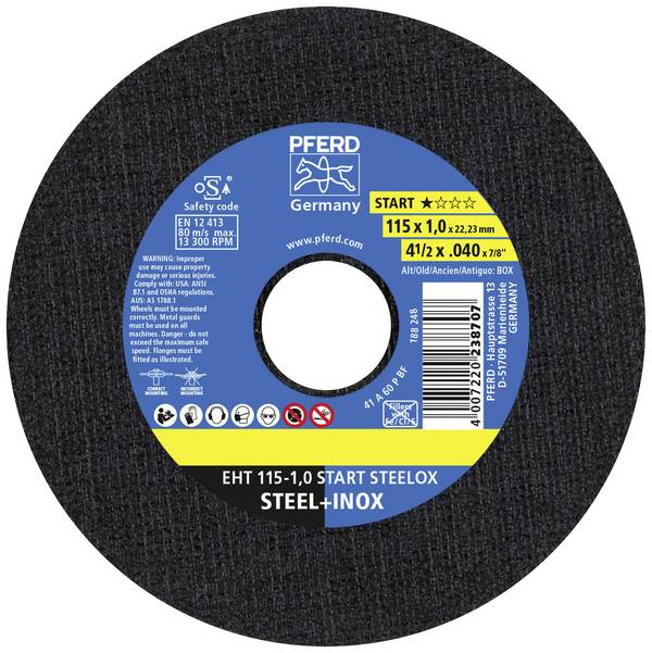 PFERD TOOLS EHT 115-1,0 START STEELOX 69120943 Trennscheiben-Set 115 mm 25 St. Edelstahl, Stahl