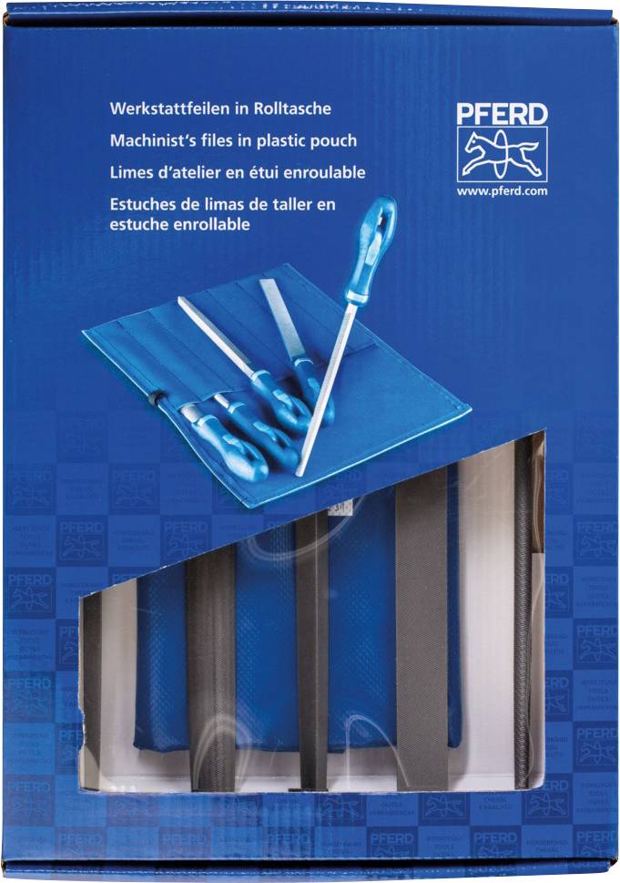 Sada dílenských pilníků 250 mm drážek 2 do svinovací PVC vč. Krabice. Krabice PFERD 542 WRU 250 H 2 11801542 250