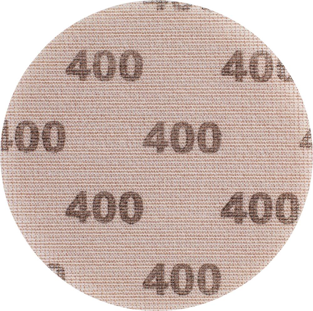 Eine runde Schleifscheibe mit der Körnung 400, die für feines Schleifen verwendet wird.