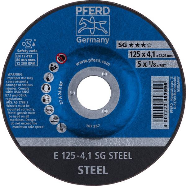 PFERD TOOLS 62212426 Sg Steel Schruppscheibe gekröpft Durchmesser 125 mm Bohrungs-Ø 22.23 mm  10 St.