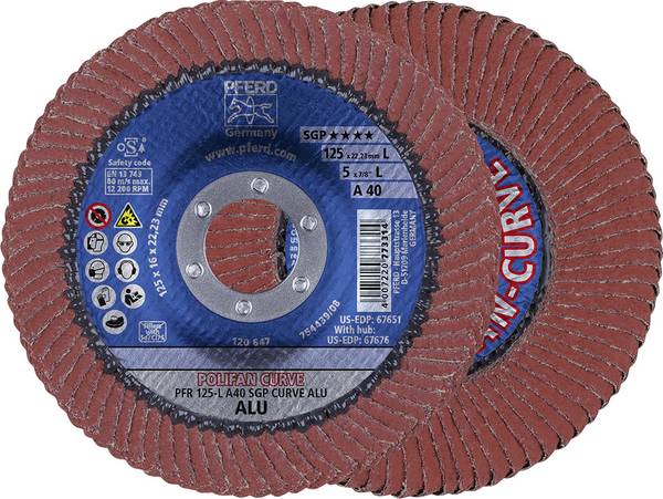 PFERD TOOLS 67689068 A Sgp Curve Alu Fächerschleifscheibe Durchmesser 125 mm Bohrungs-Ø 22.23 mm Körnung (num) 40  10 St.