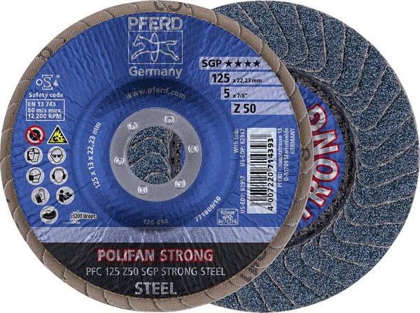 PFERD TOOLS 67788125 Z Sgp Strong Steel Fächerschleifscheibe Durchmesser 125 mm  Körnung (num) 50  10 St.
