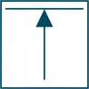 Symbol eines Aufzugs: Dreieckspfeil nach oben unter einer horizontalen Linie, die einen Fahrstuhl nach oben anzeigt.