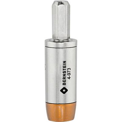 Eine metallische Werkzeugkomponente mit der Bezeichnung 'BERNSTEIN 4-973' und einer orangefarbenen Basis, wahrscheinlich für elektronische oder mechanische Anwendungen verwendet.