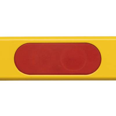 Eine rote ovale Fläche auf einem gelben rechteckigen Hintergrund.