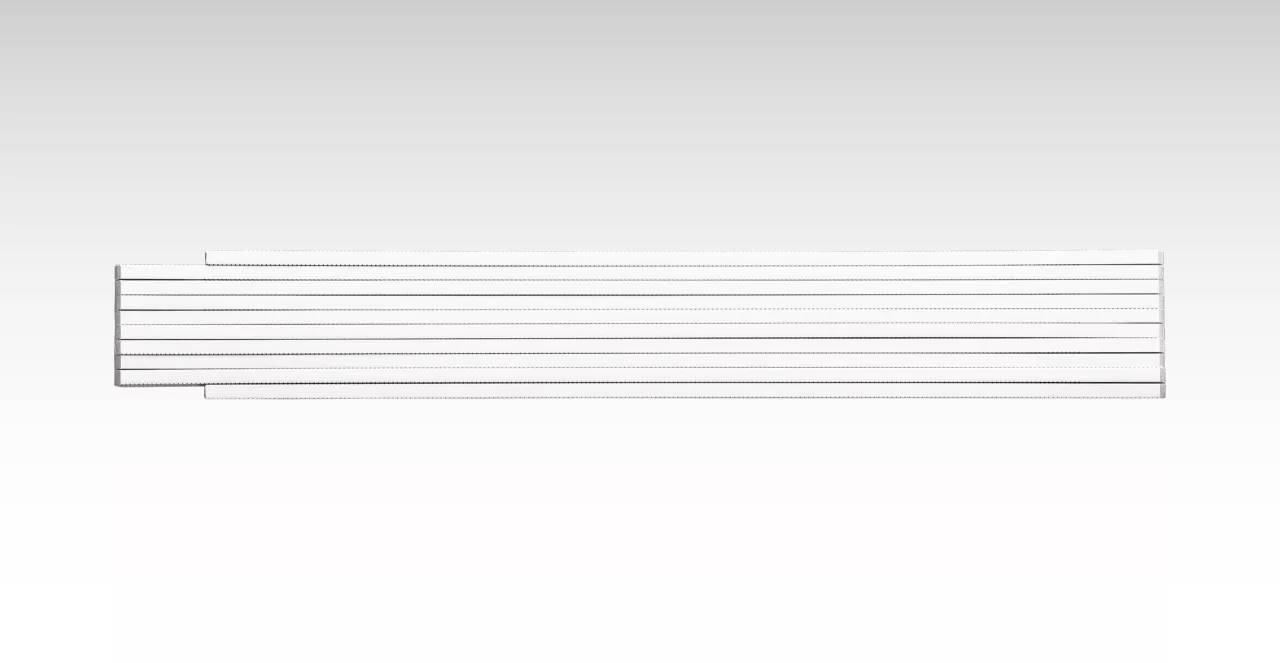 Weiße Jalousien vor einem grauen Hintergrund, vollständig geschlossen, in horizontaler Ausrichtung.