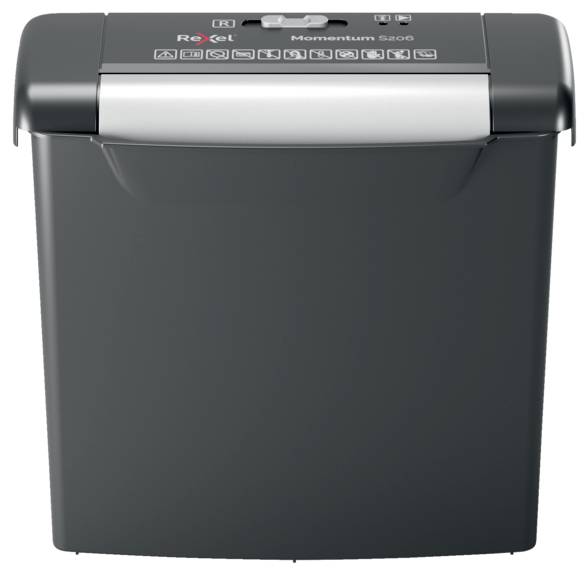 Rexel Momentum S206 Aktenvernichter 6 Blatt Streifenschnitt 6 mm P-2 9 l Vernichtet auch Heftklammern, Büroklammern-1
