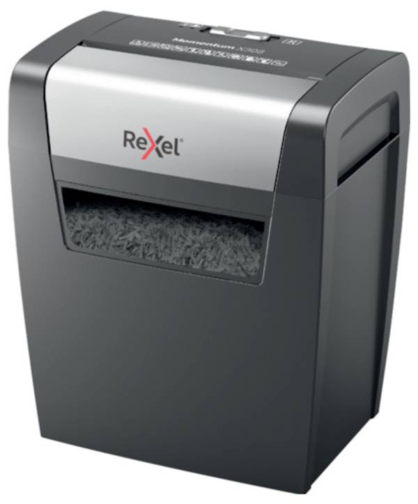 Rexel Momentum X308 Aktenvernichter 8 Blatt Partikelschnitt 5 x 42 mm P-3 15 l Vernichtet auch Heftklammern, Büroklammern