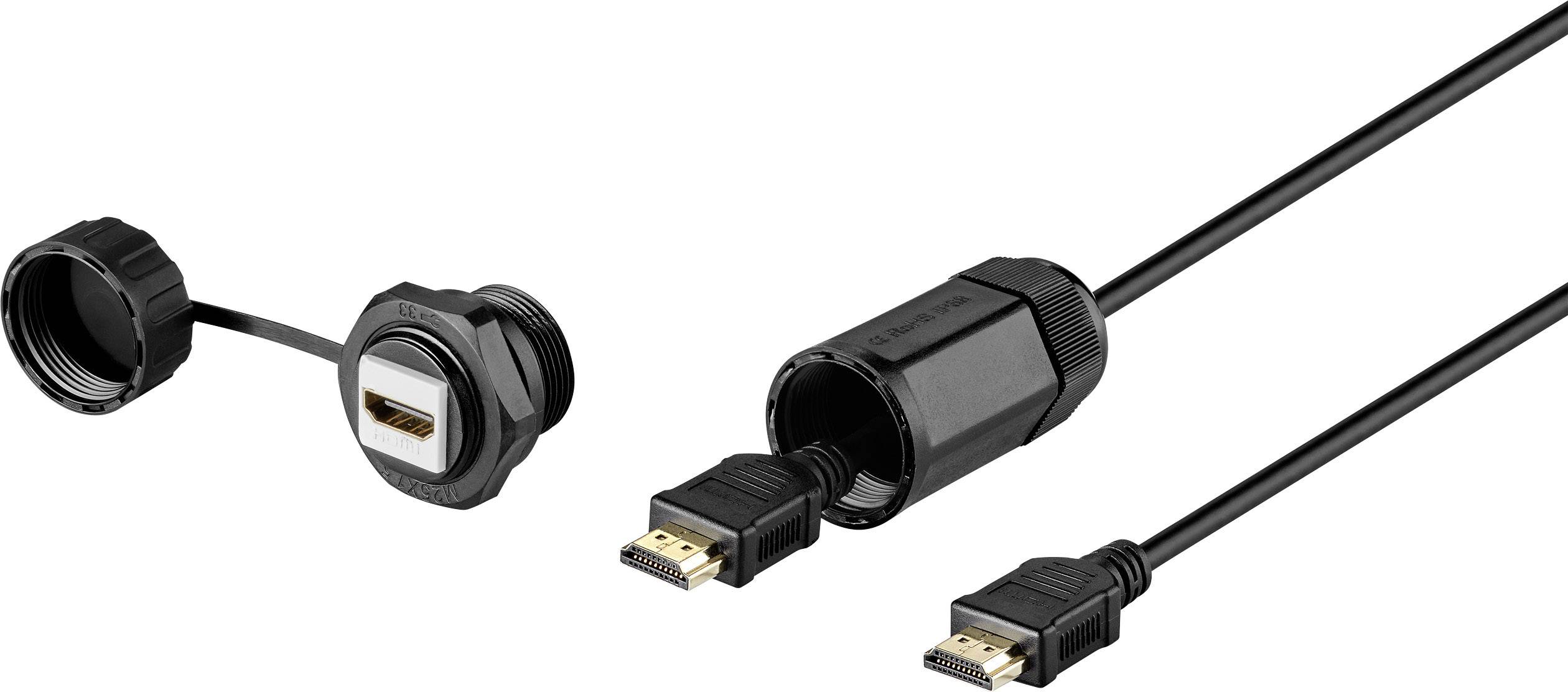 CONRAD Renkforce HDMI Anschlusskabel [1x HDMI-Stecker - 1x HDMI-Buchse] Schwarz Wasserdicht (RF-3770