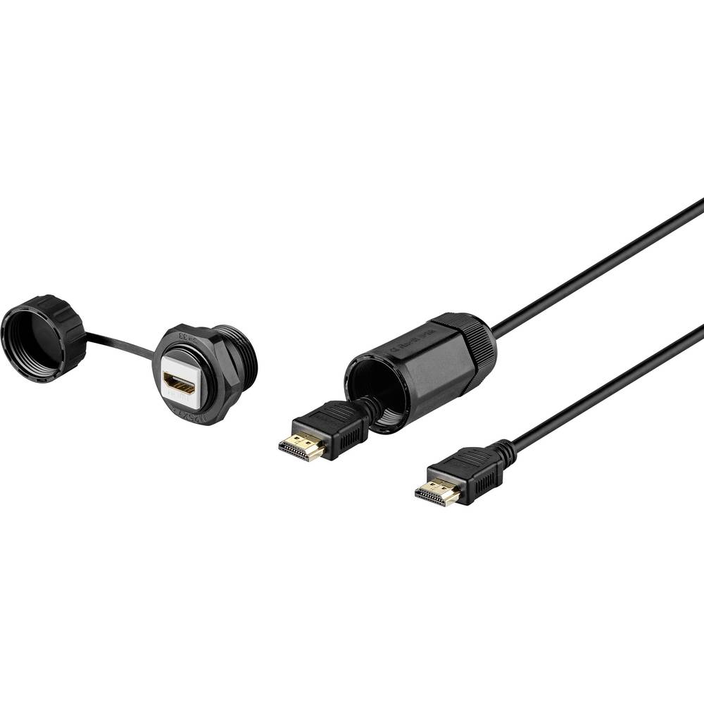 Renkforce HDMI Aansluitkabel [1x HDMI-stekker 1x HDMI-bus] Zwart Waterdicht