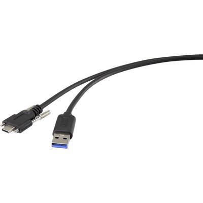 Renkforce USB-Kabel USB 3.2 Gen1 (USB 3.0 / USB 3.1 Gen1) USB-A Stecker, USB-C® Stecker 1.00 m Schwarz schraubbar RF-377