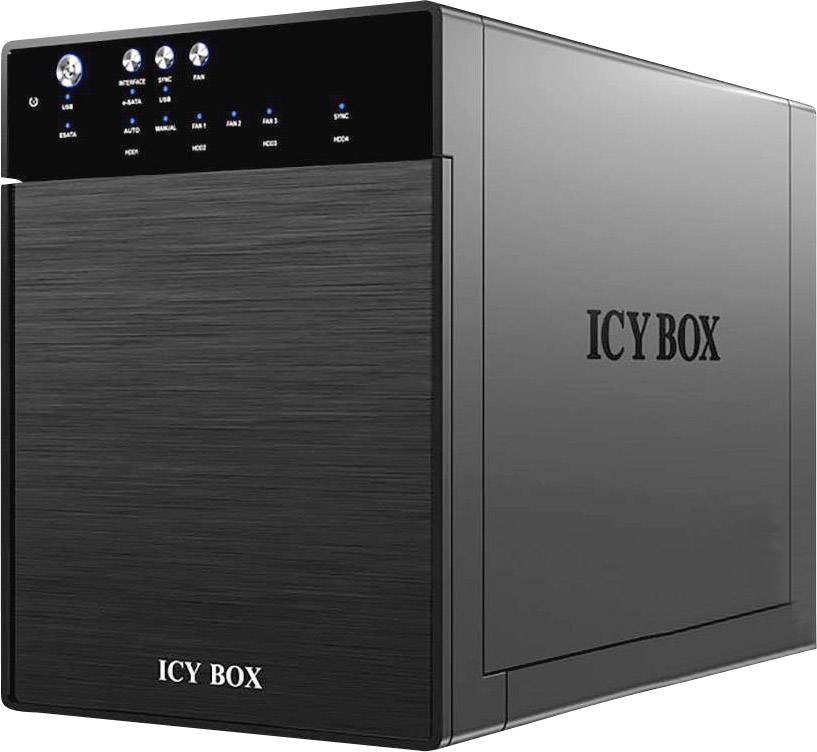 IB-3640SU3, Externes 4-fach JBOD System für 3,5" SATA I/II/III Festplatten, USB 3.0 + eSATA, schwarz