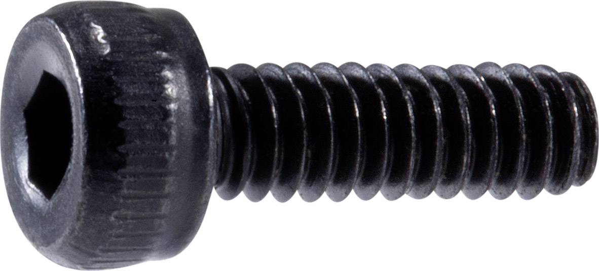 Schwarze Sechskantschraube mit Gewinde und glattem Kopf, seitliche Ansicht, auf weißem Hintergrund.