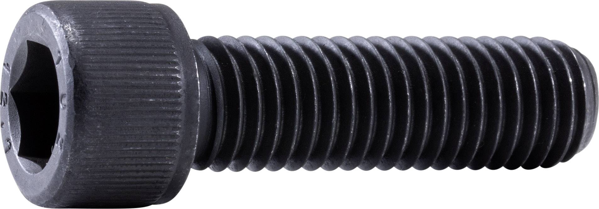 Metallschraube mit Innensechskantkopf auf weißem Hintergrund.