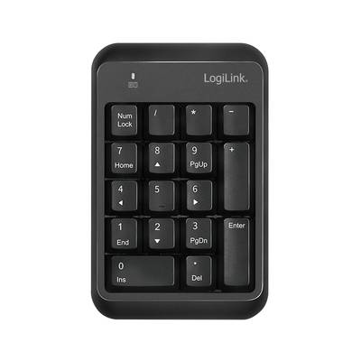 Ein separates Ziffernblock mit schwarzen Tasten, darunter Tasten für Zahlen und Funktionen wie 'Num Lock', '+', '-' und 'Enter'.