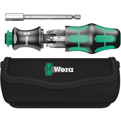 Ein Schraubendreher-Set mit ergonomischem Griff, mehreren Bits und Etui. Enthält einen magnetischen Bit-Halteraufsatz.