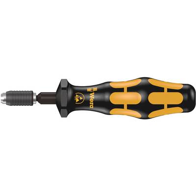 Schraubendreher mit schwarz-orangefarbenem Griff, ergonomisch geformt, mit austauschbarer Spitze, Markenlogo sichtbar.