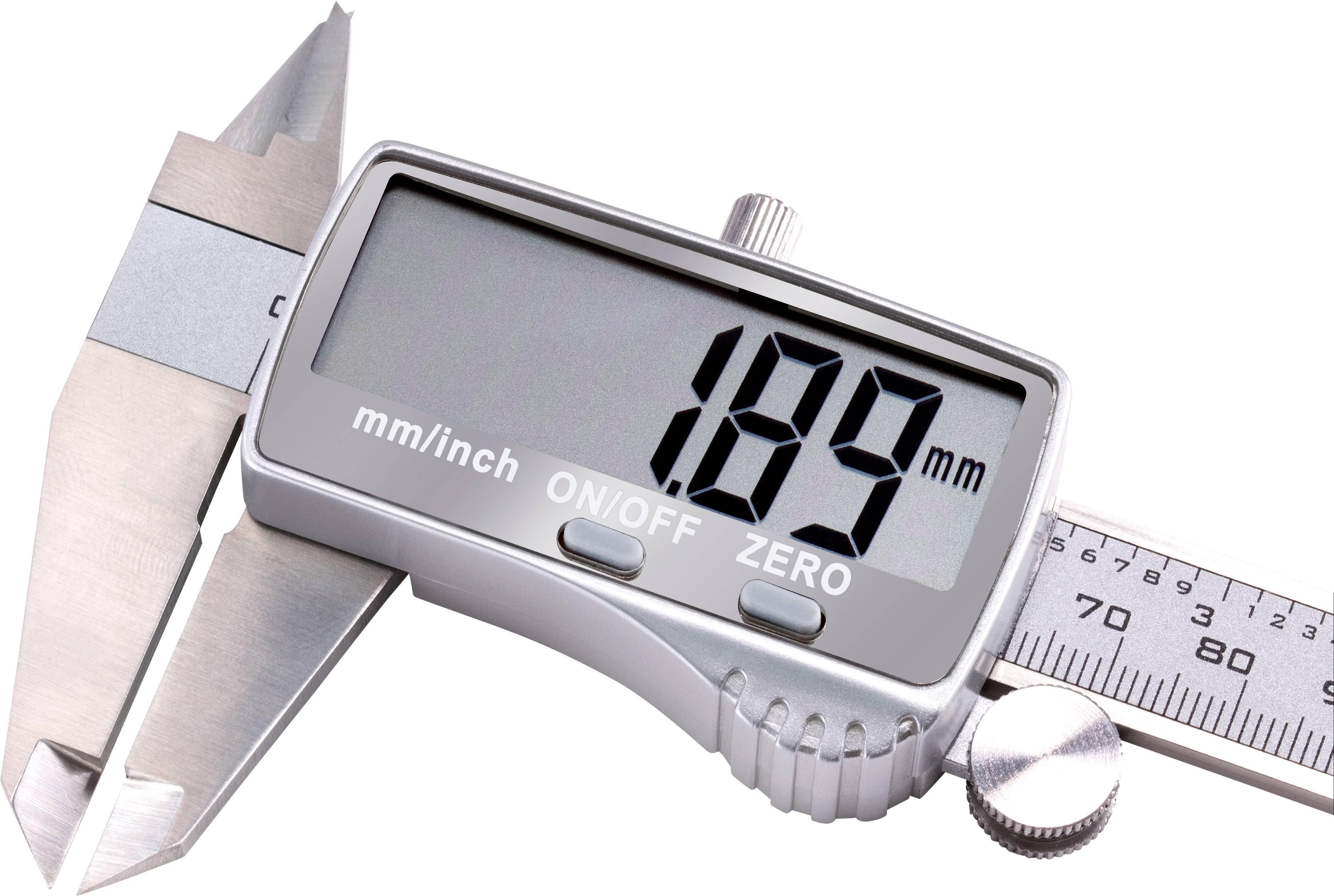 Kaliber misst 1,89 mm, zeigt Millimeter/Zoll-Skala.