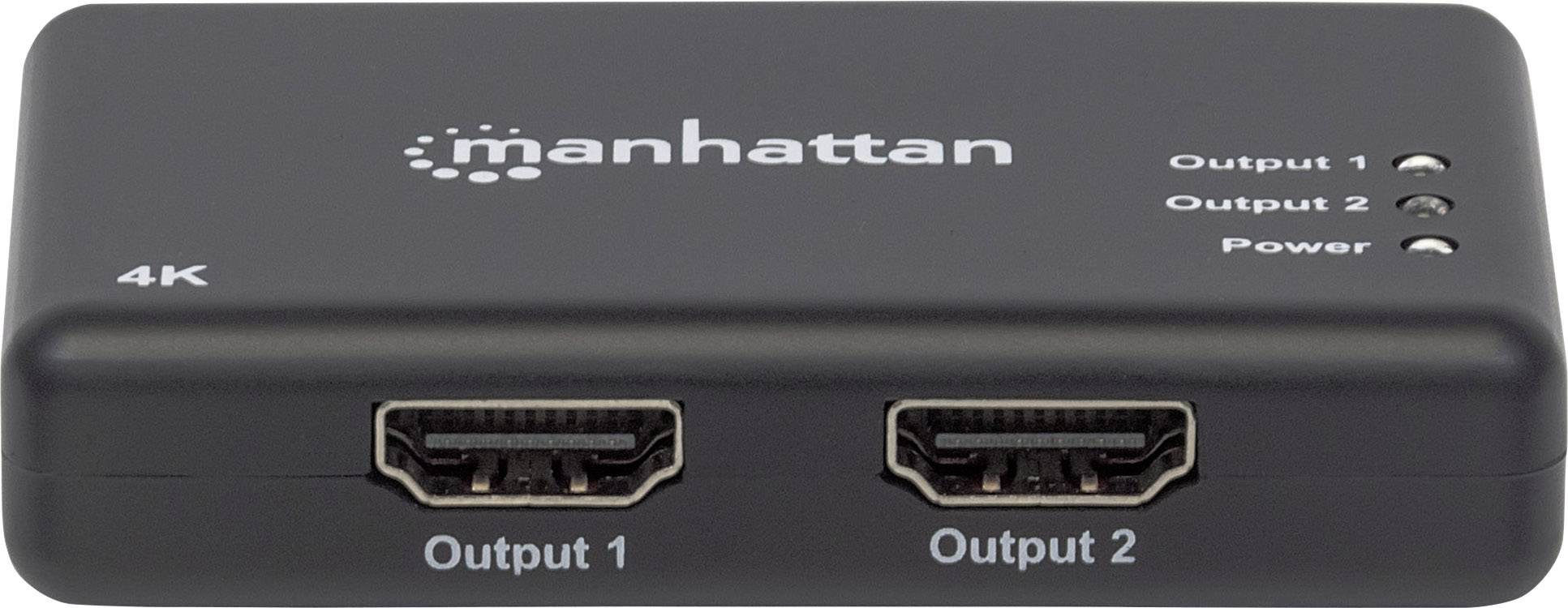 MANHATTAN 4K 2-Port HDMI-Splitter 4K30Hz Stromversorgung ueber Netzteil schwarz